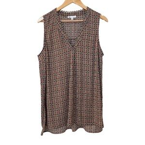 DR2 Women's Sleeveless Blouse with Geometric Print